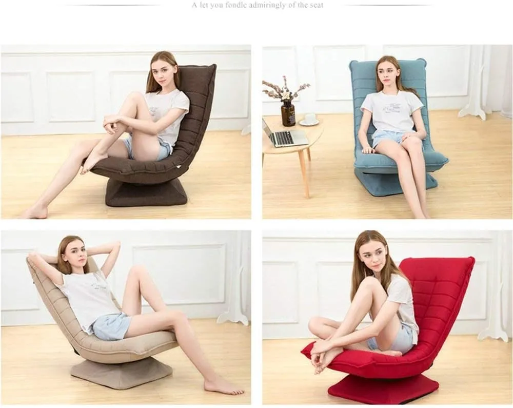 Kawachi Adjustable 5-Position Folding Recliner Floor Chair with 360 Degree Swivel- KAWY-4