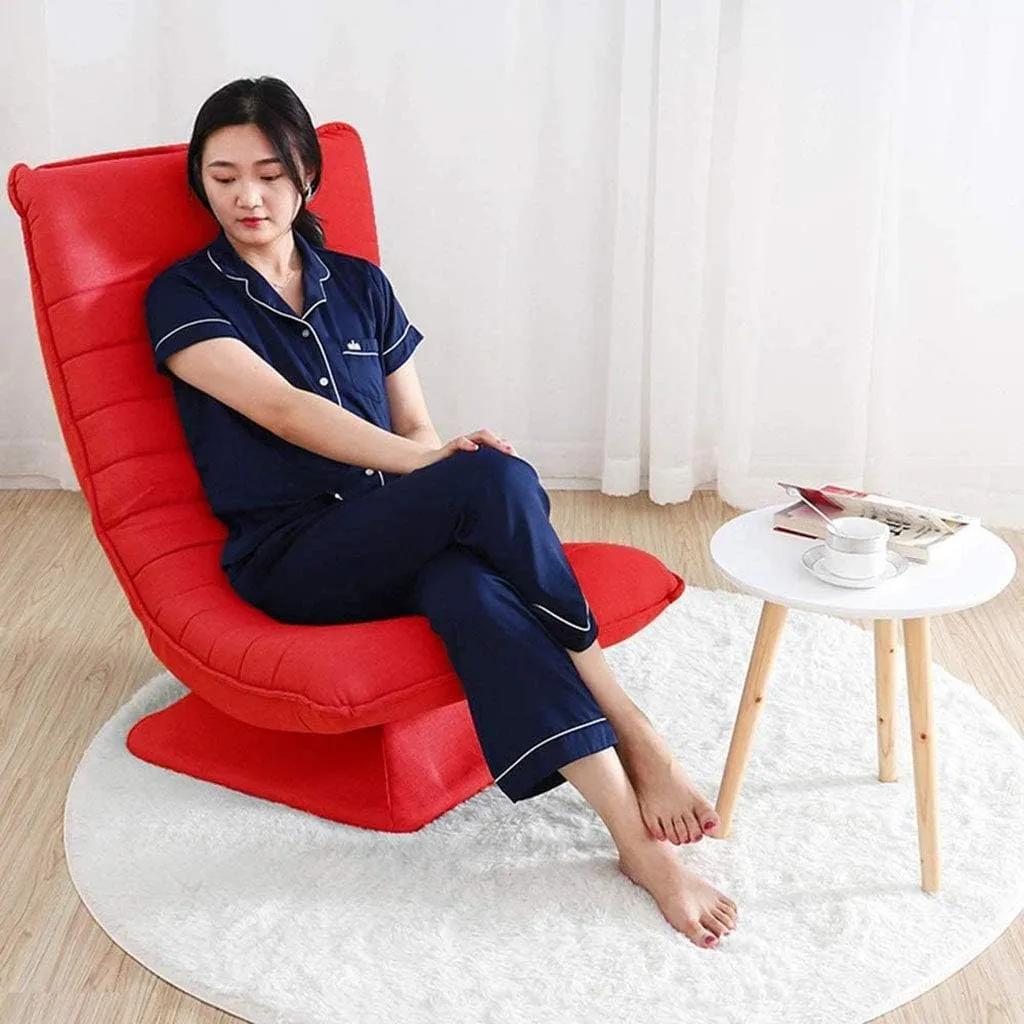 Kawachi Adjustable 5-Position Folding Recliner Floor Chair with 360 Degree Swivel- KAWY-4