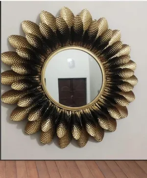 KSE Bronze Color Metal Framed Round Wall Mirror for Decoration and Gift Item