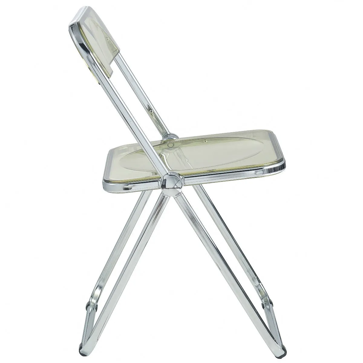 Lawrence 7-Piece Dining Set: Folding Acrylic Chairs & Rectangular Wood Table with Geometric Base