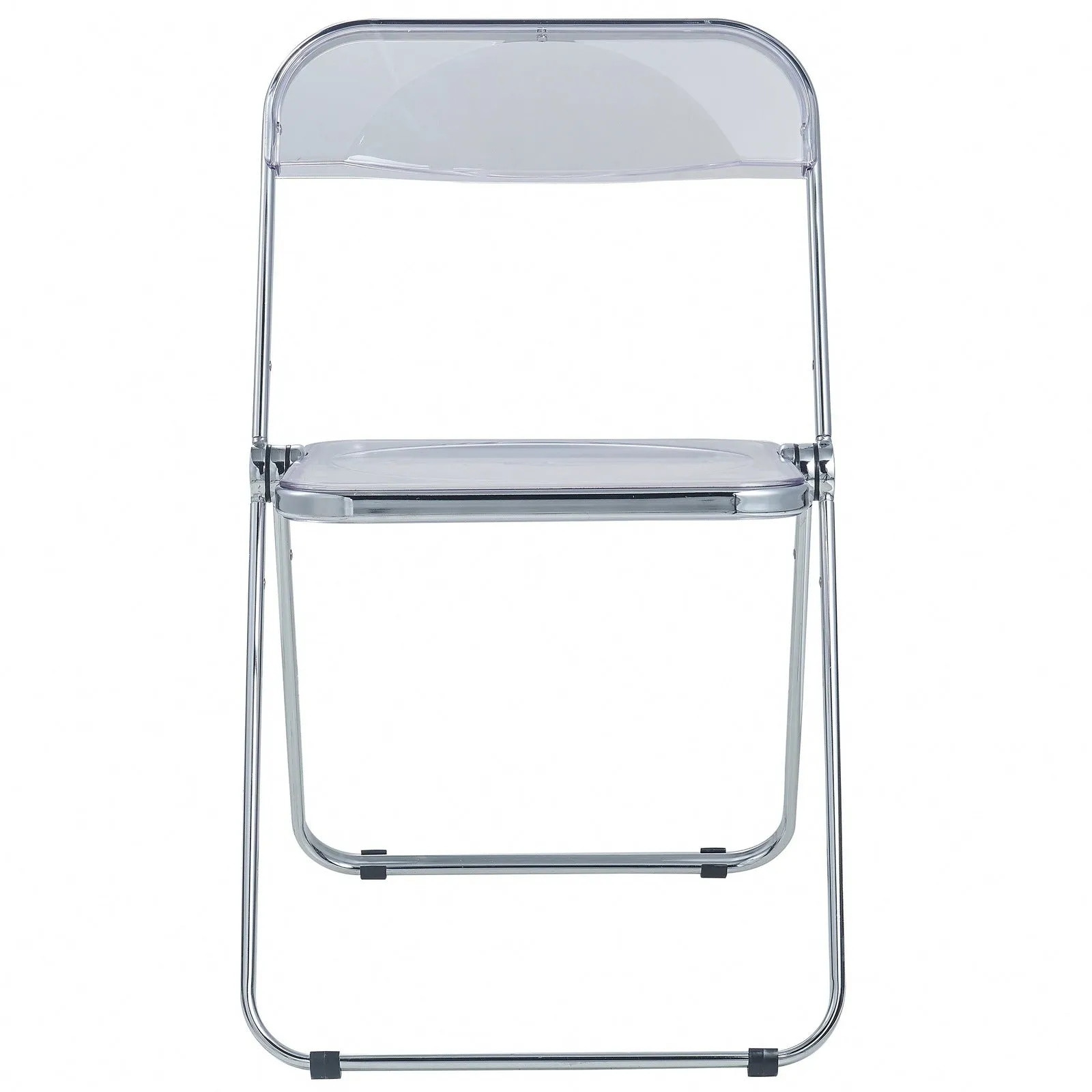 Lawrence 7-Piece Dining Set: Folding Acrylic Chairs & Rectangular Wood Table with Geometric Base