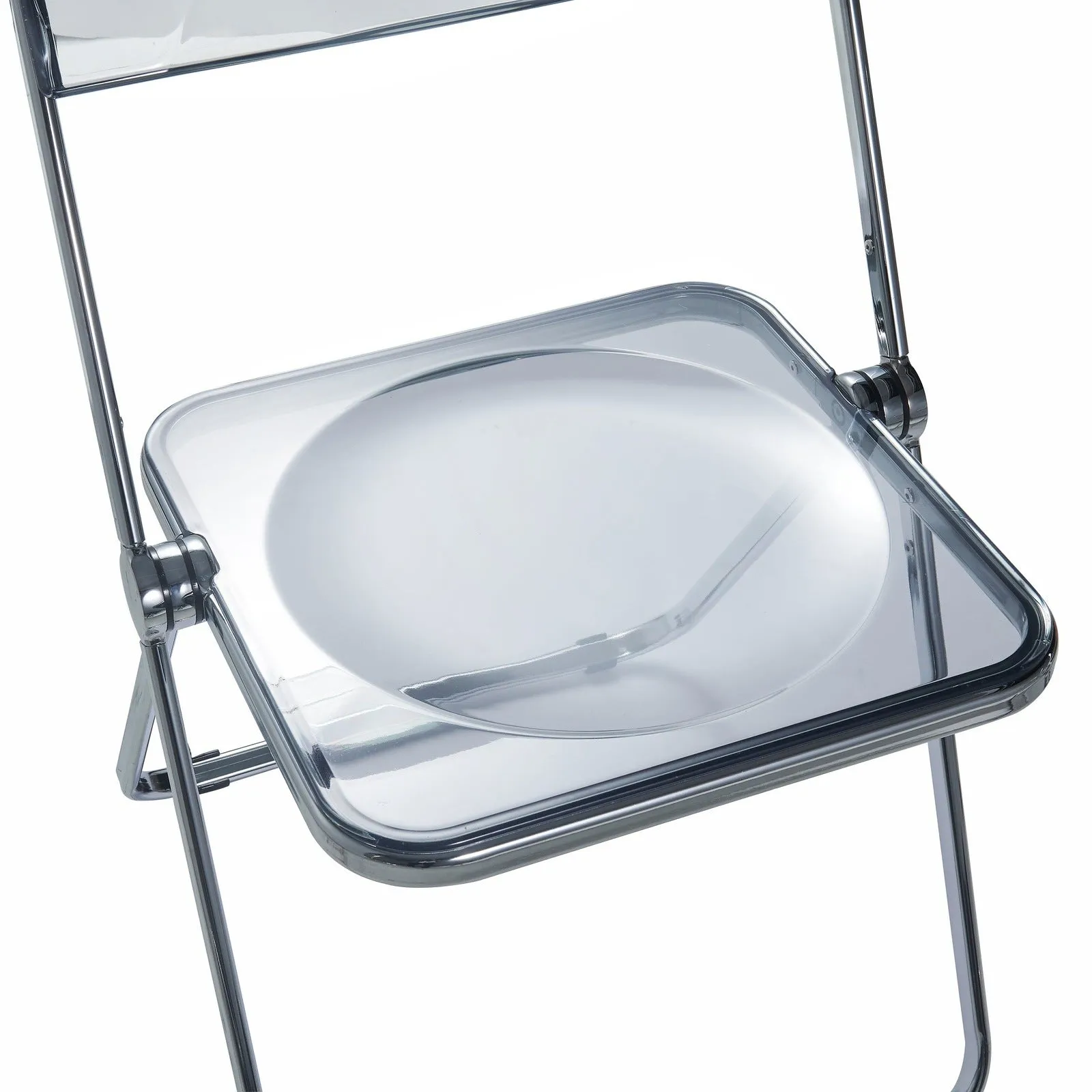 Lawrence 7-Piece Dining Set: Folding Acrylic Chairs & Rectangular Wood Table with Geometric Base