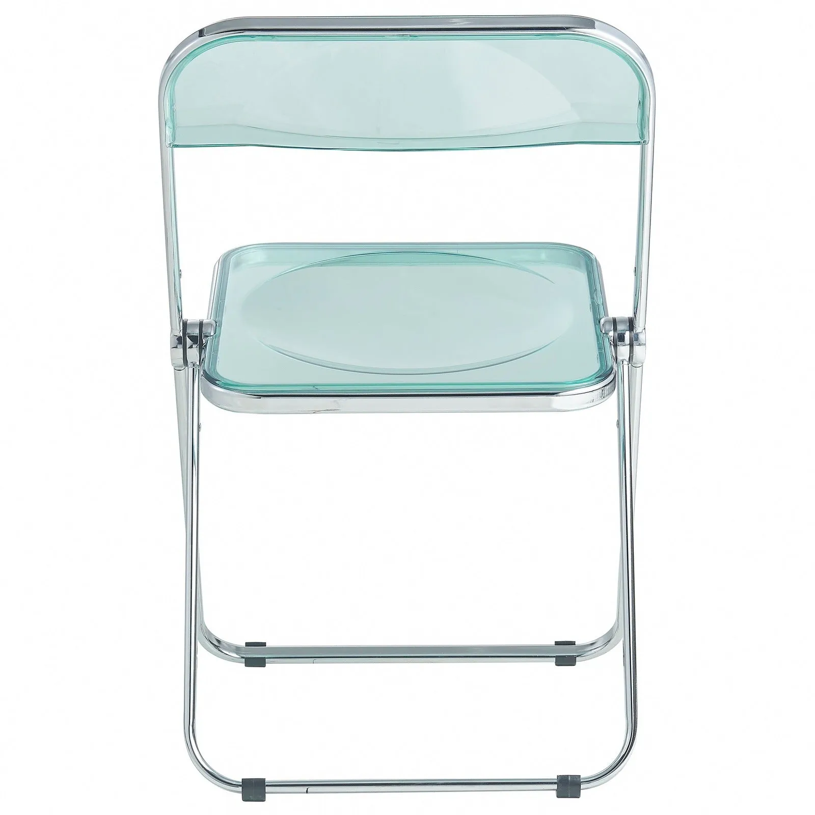 Lawrence 7-Piece Dining Set: Folding Acrylic Chairs & Rectangular Wood Table with Geometric Base