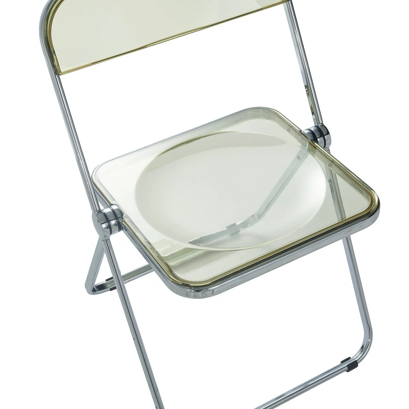 Lawrence 7-Piece Dining Set: Folding Acrylic Chairs & Rectangular Wood Table with Geometric Base