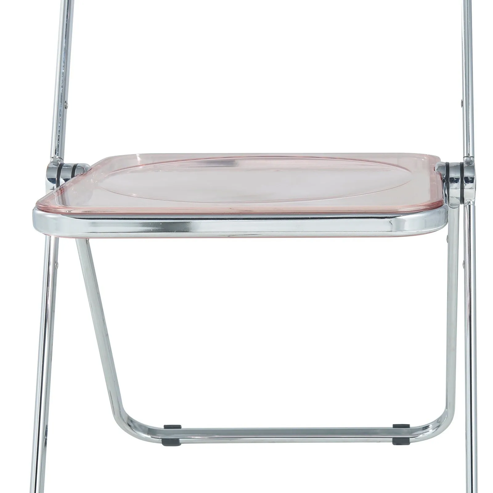 Lawrence 7-Piece Dining Set: Folding Acrylic Chairs & Rectangular Wood Table with Geometric Base