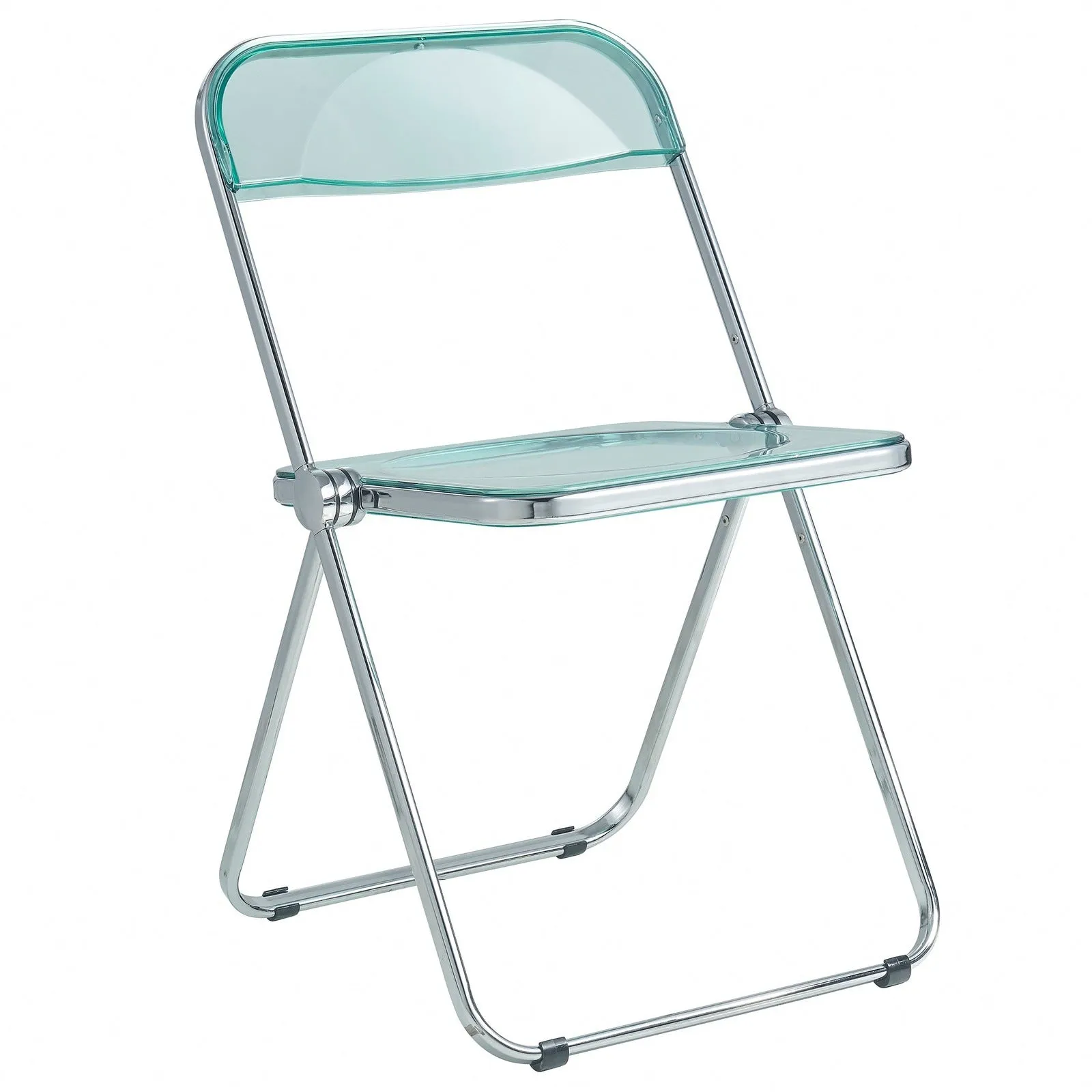 Lawrence 7-Piece Dining Set: Folding Acrylic Chairs & Rectangular Wood Table with Geometric Base
