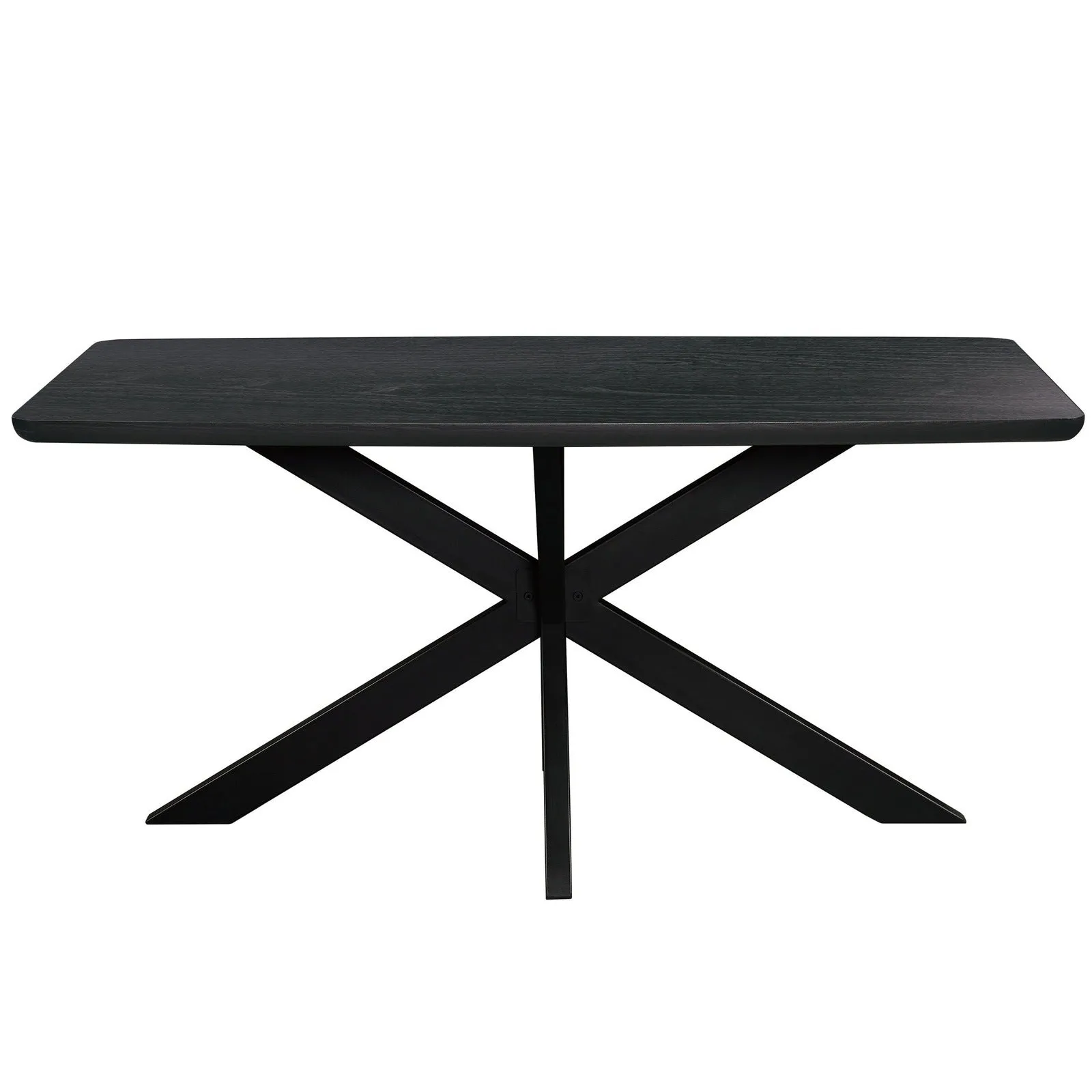 Lawrence 7-Piece Dining Set: Folding Acrylic Chairs & Rectangular Wood Table with Geometric Base