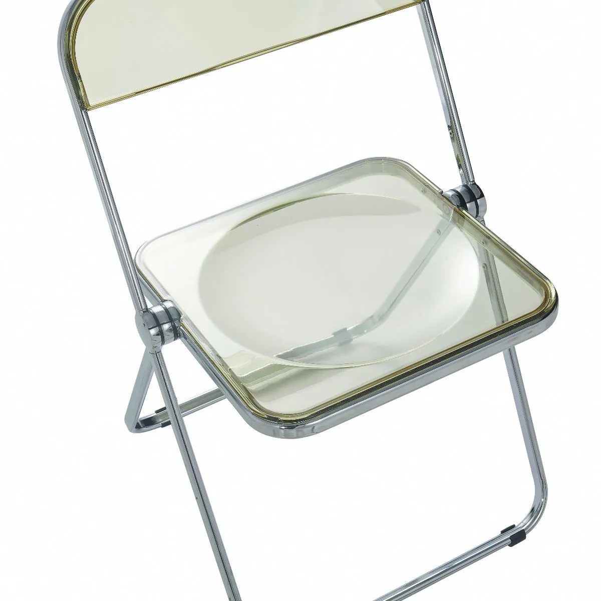 Lawrence 7-Piece Dining Set: Folding Acrylic Chairs & Rectangular Wood Table with Geometric Base