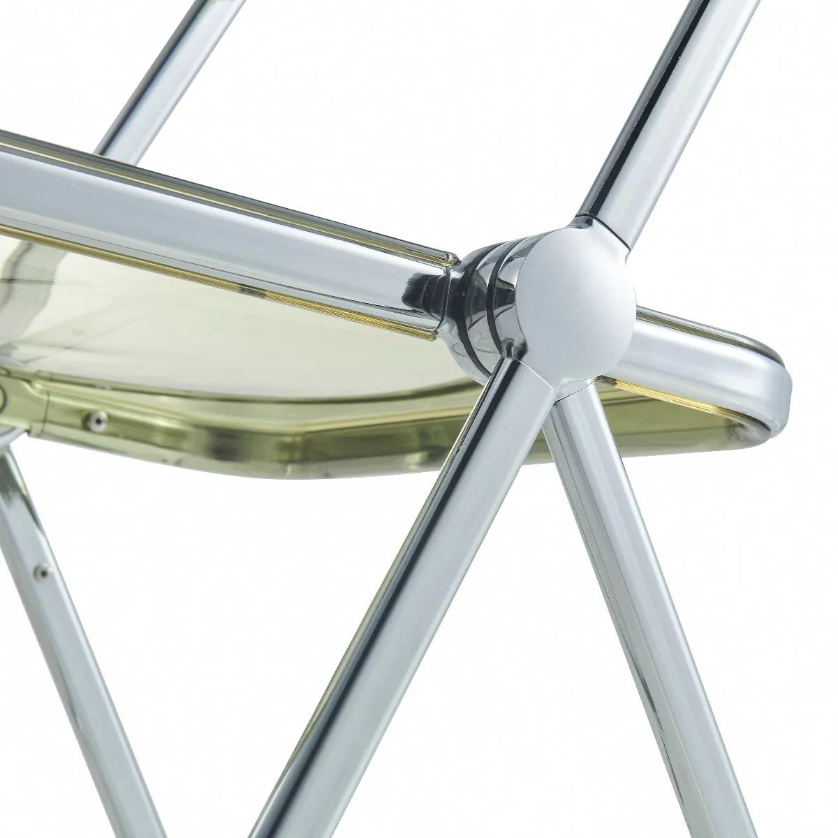 Lawrence 7-Piece Dining Set: Folding Acrylic Chairs & Rectangular Wood Table with Geometric Base