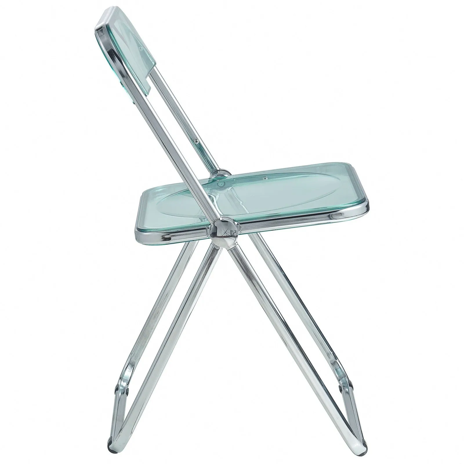 Lawrence 7-Piece Dining Set: Folding Acrylic Chairs & Rectangular Wood Table with Geometric Base