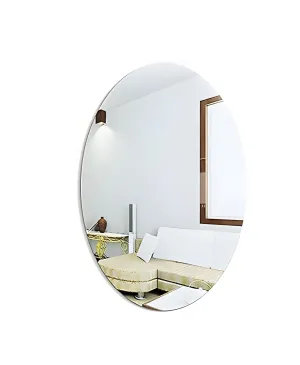 Lifesto Oval Shape Adhesive Mirror Sticker for Wall on Tiles Bedroom Living Room Basin Mirror Bathroom Wall Mirror Both Side Sticker Unbreakable Plastic Wall Mirrors (Pack of 3)