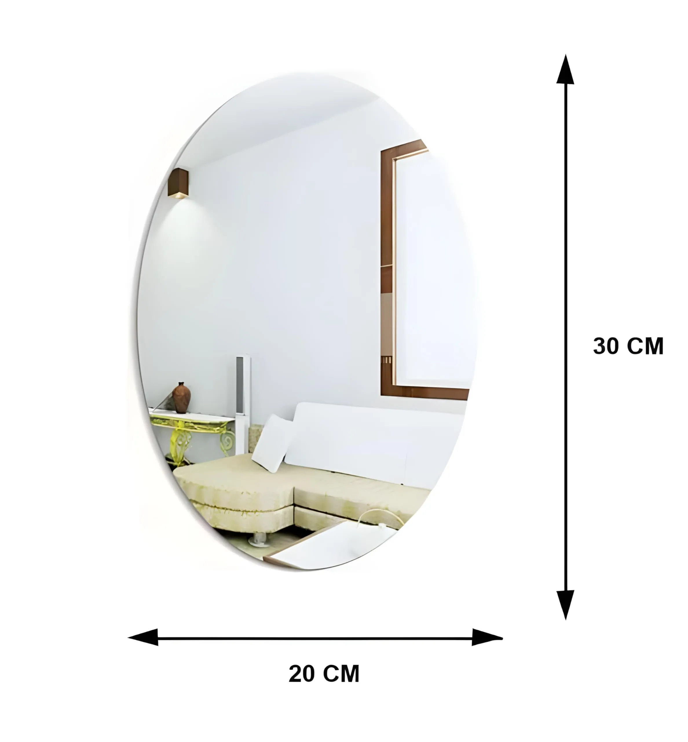Lifesto Oval Shape Adhesive Mirror Sticker for Wall on Tiles Bedroom Living Room Basin Mirror Bathroom Wall Mirror Both Side Sticker Unbreakable Plastic Wall Mirrors (Pack of 3)