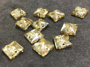 Light Golden Square Glass Stones (8x8 mm)