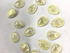 Light Yellow Drop 2 Hole Glass Stones- 25x18 mm