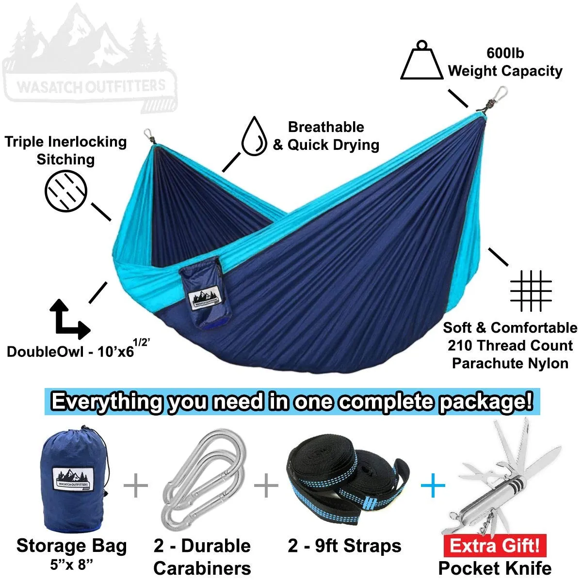 Lightweight parachute Hammock - Wasatch Outfitters