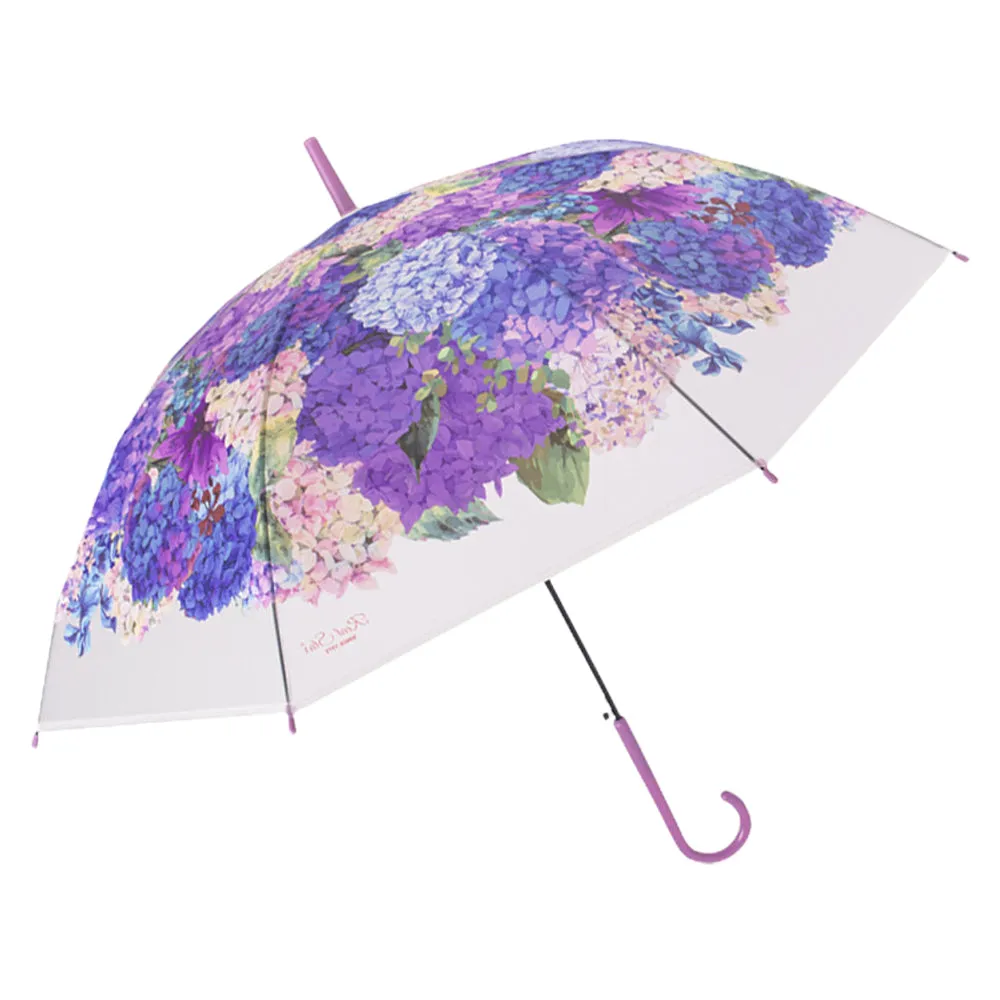 Little Surprise Box Purple Hydrangea Bunch Floral Print TranslucentAll-Season UmbrellaFor Kids & Adults.