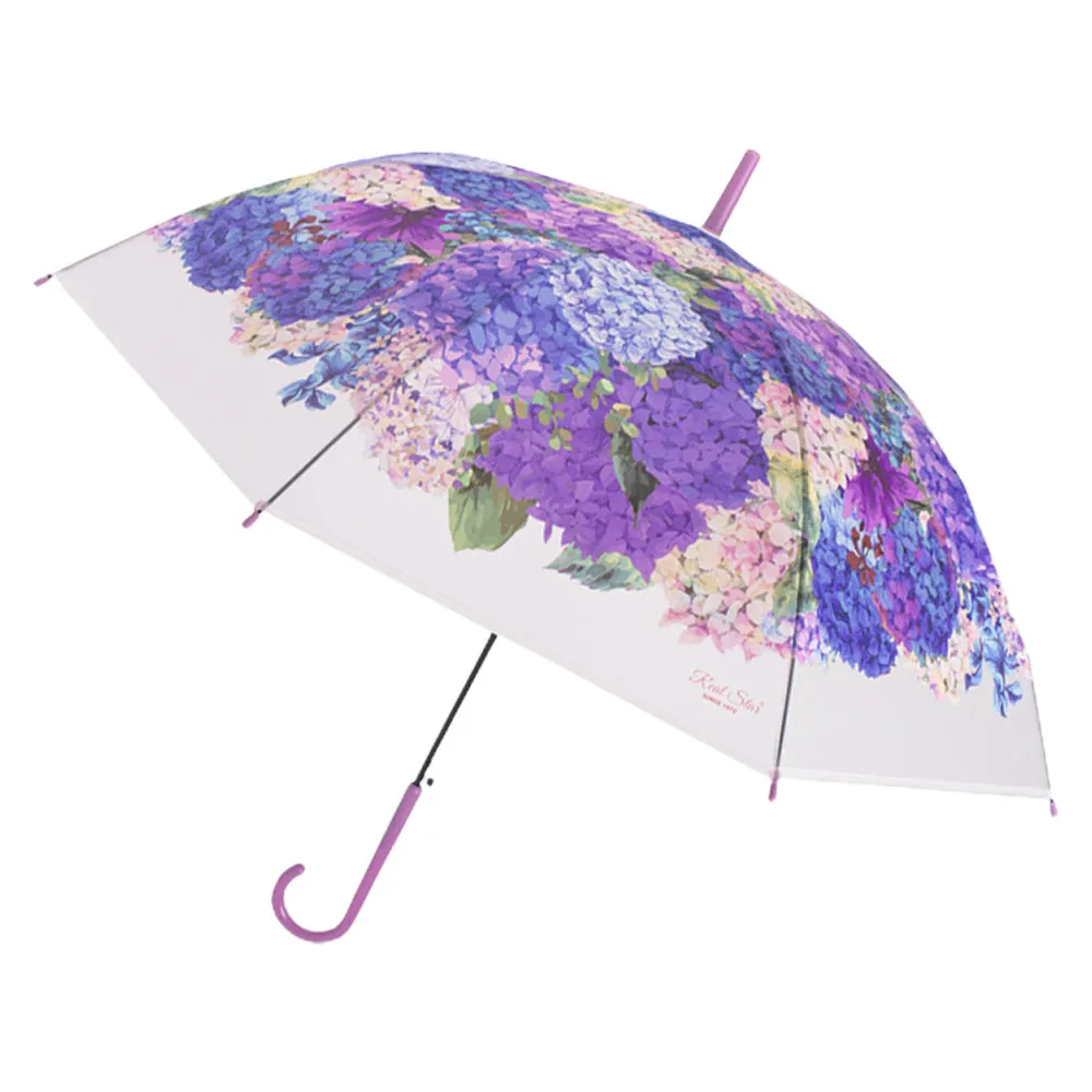 Little Surprise Box Purple Hydrangea Bunch Floral Print TranslucentAll-Season UmbrellaFor Kids & Adults.