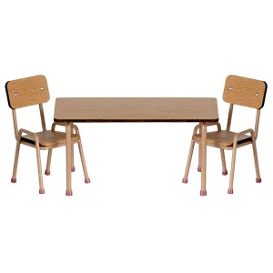 Maileg Table and chair set, Mouse - Dark powder