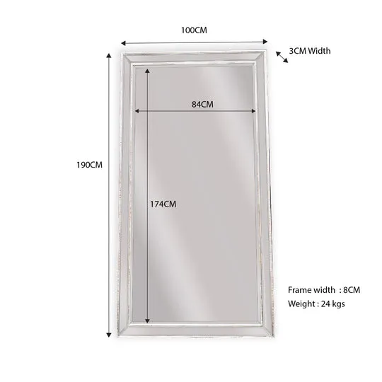 Melina Large White Beaded Floor Mirror