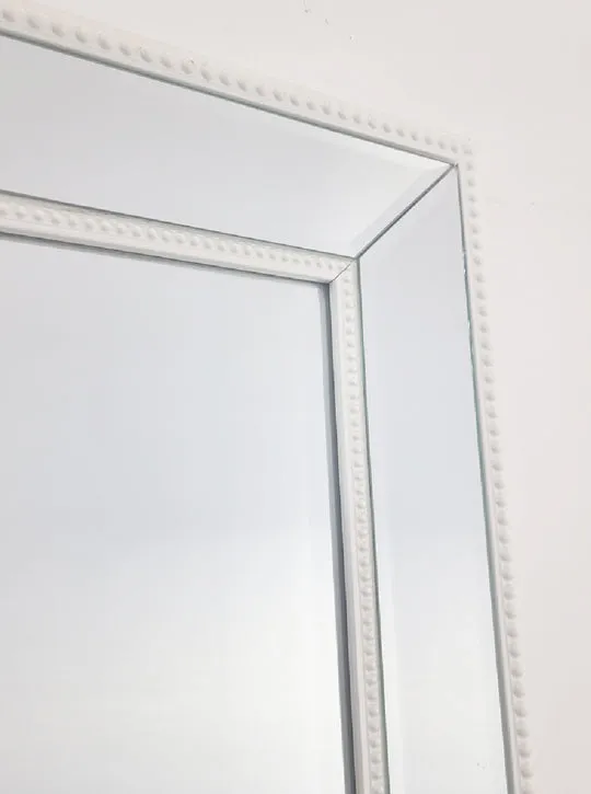 Melina Large White Beaded Floor Mirror