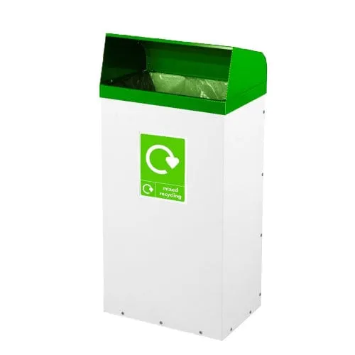 Metal Hooded Colour Coded Recycling Bin - 60 and 80 Litres