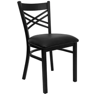 MKM843 Back Metal Chair with Black Vinyl Seat