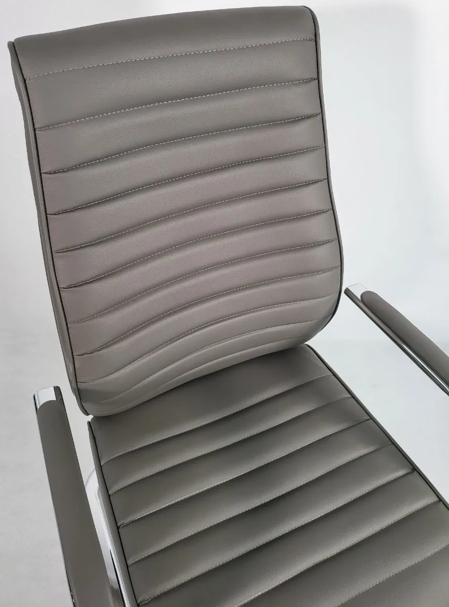 Modern Executive Grey Leather Cantilever Visitors Chair - 908B