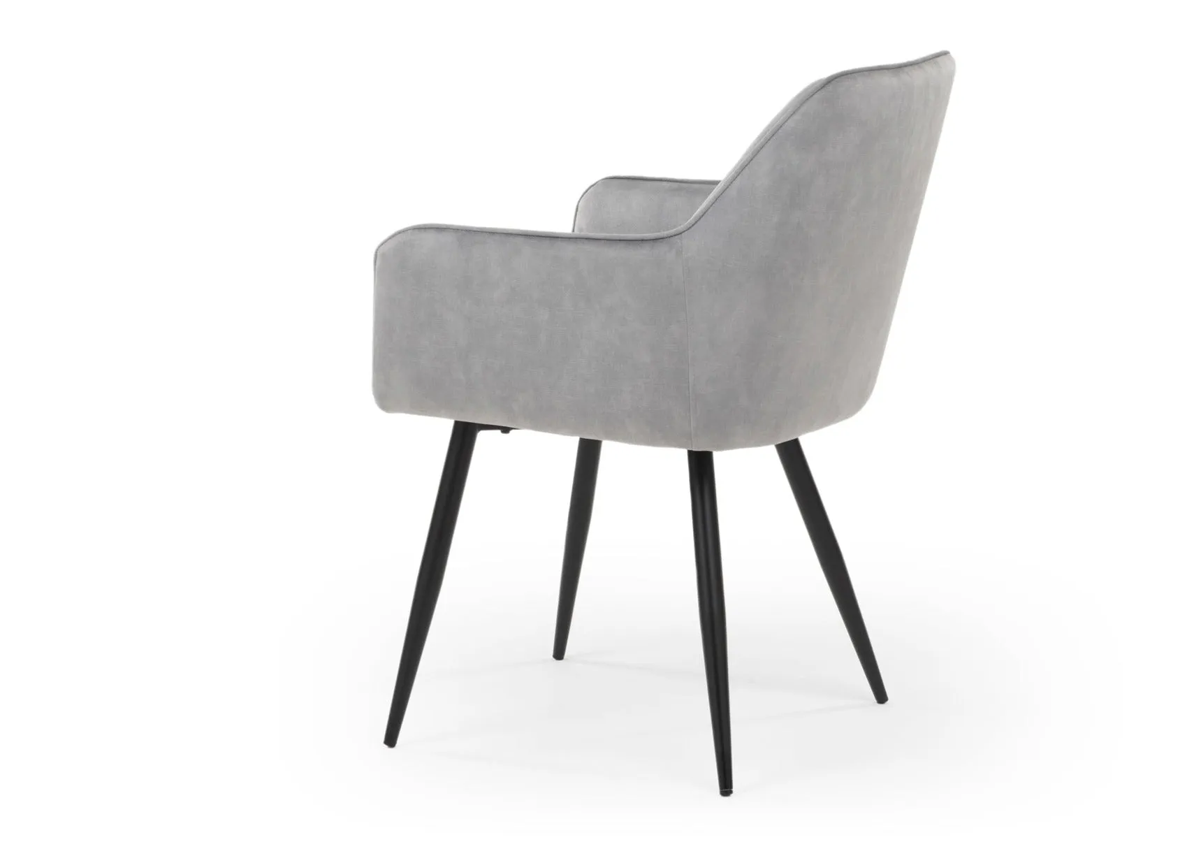 Modern Style Camden Light Grey Silver Velvet Dining Chairs Black Metal Leg
