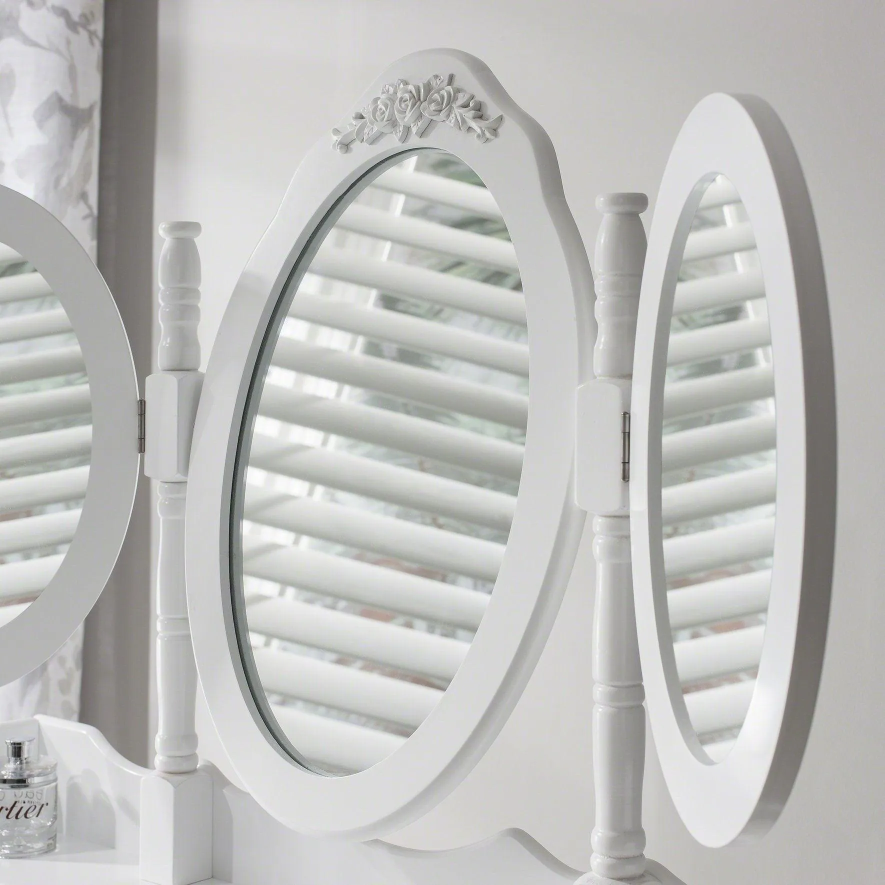 Monaco Dressing Table - Stool & Mirror Set - White Painted