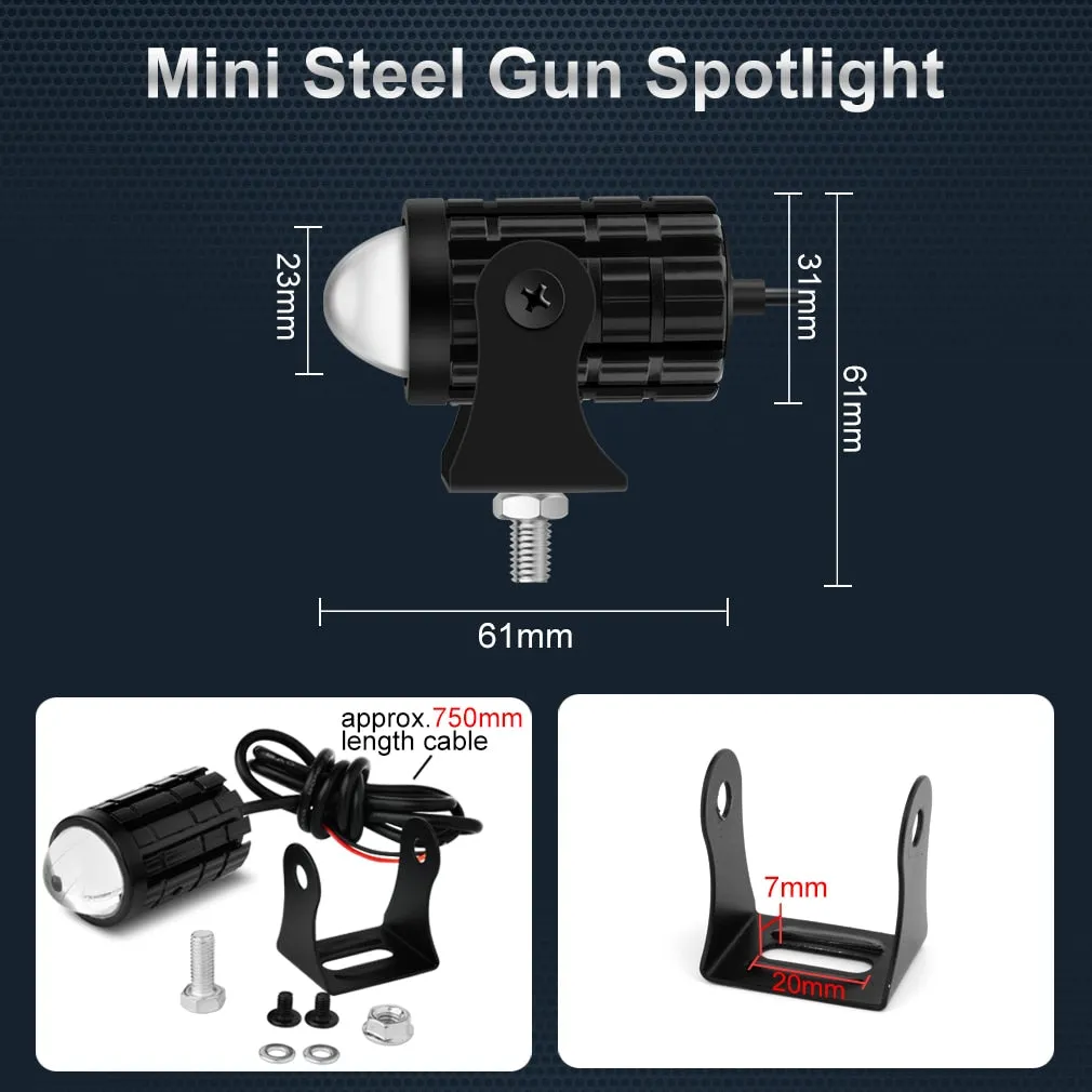Motorcycle LED Headlight Projector Lens Dual Color Spotlight Lamp