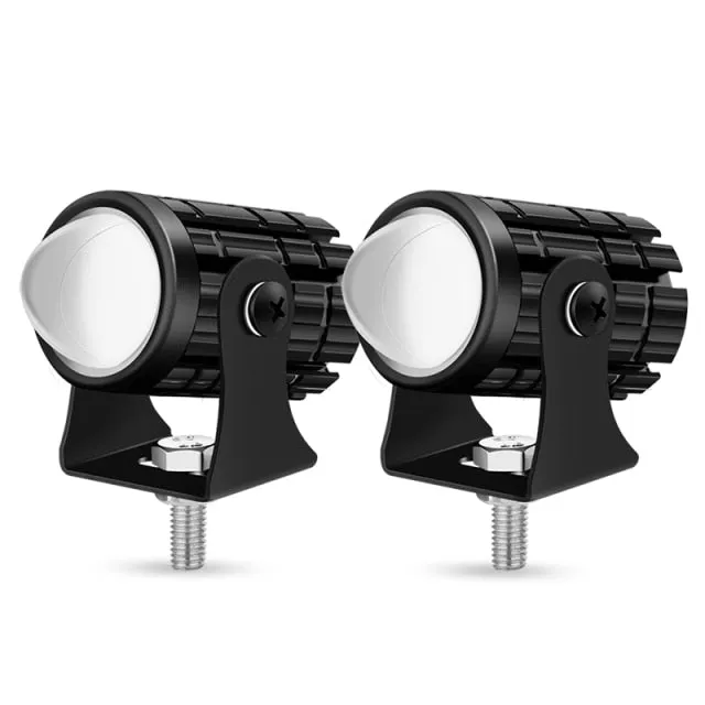 Motorcycle LED Headlight Projector Lens Dual Color Spotlight Lamp