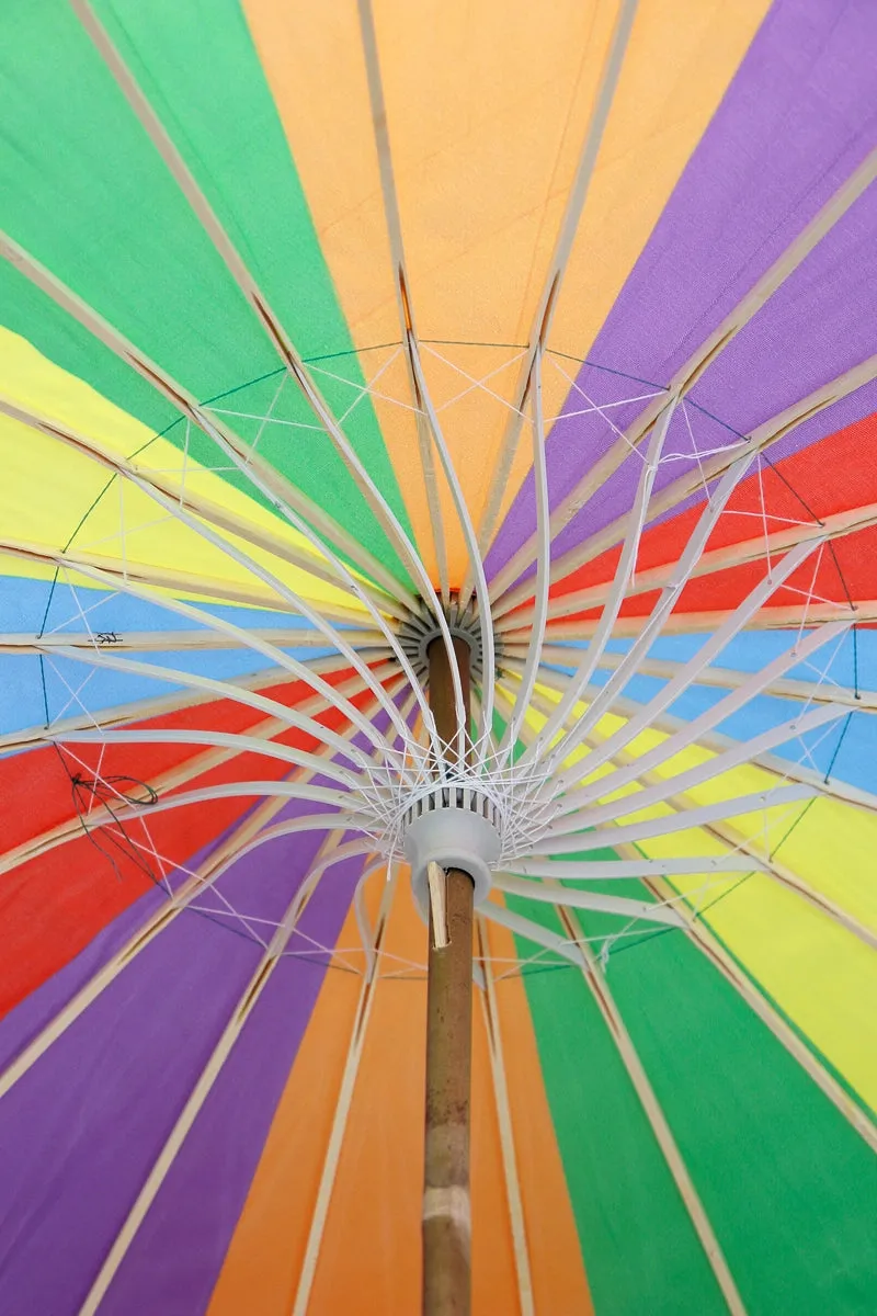 Multi-Color Stripe Fabric Parasol