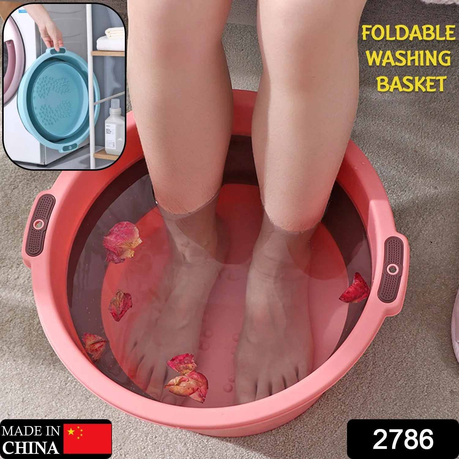 Multi-Purpose Portable Collapsible Folding Tub, with Hanging Hole & Save Storage Space, Also use for Foot Spa.