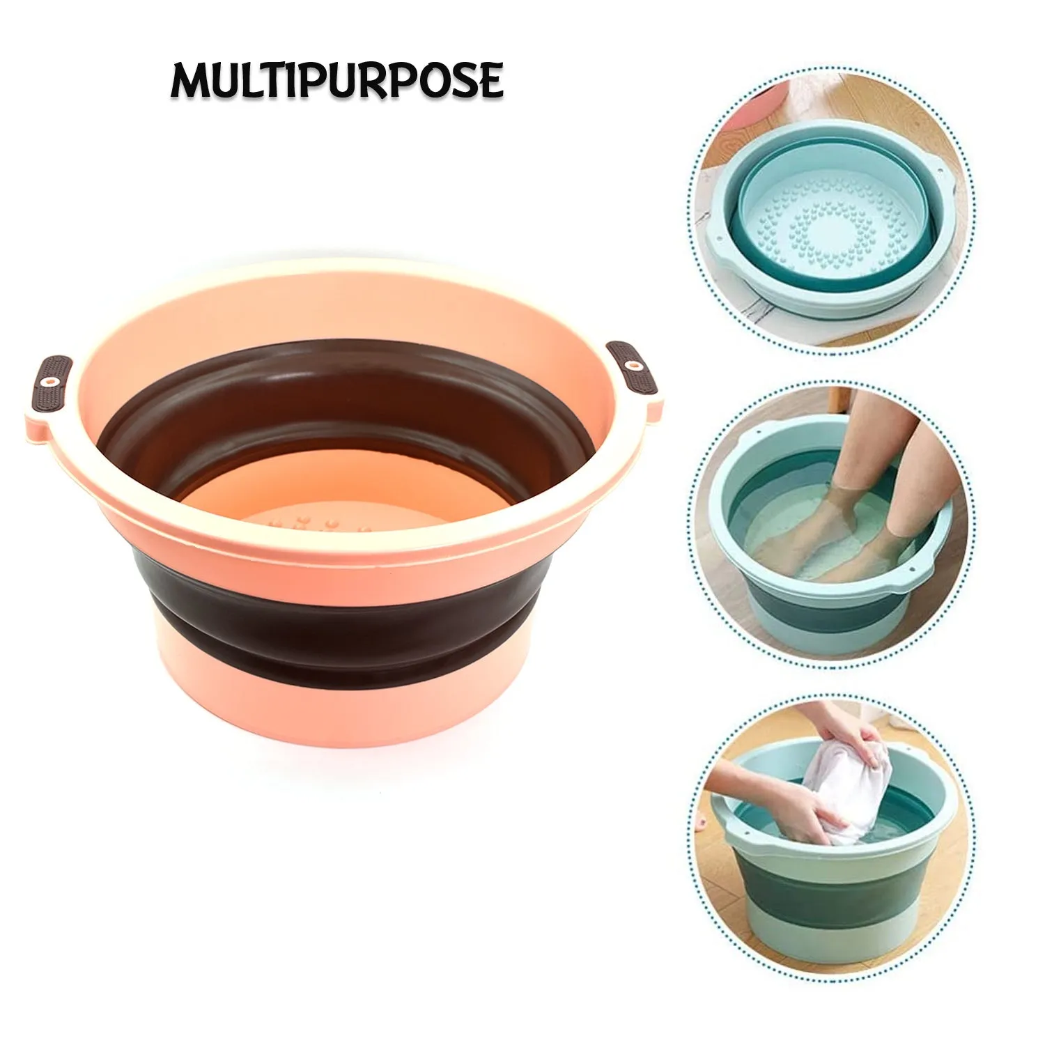 Multi-Purpose Portable Collapsible Folding Tub, with Hanging Hole & Save Storage Space, Also use for Foot Spa.