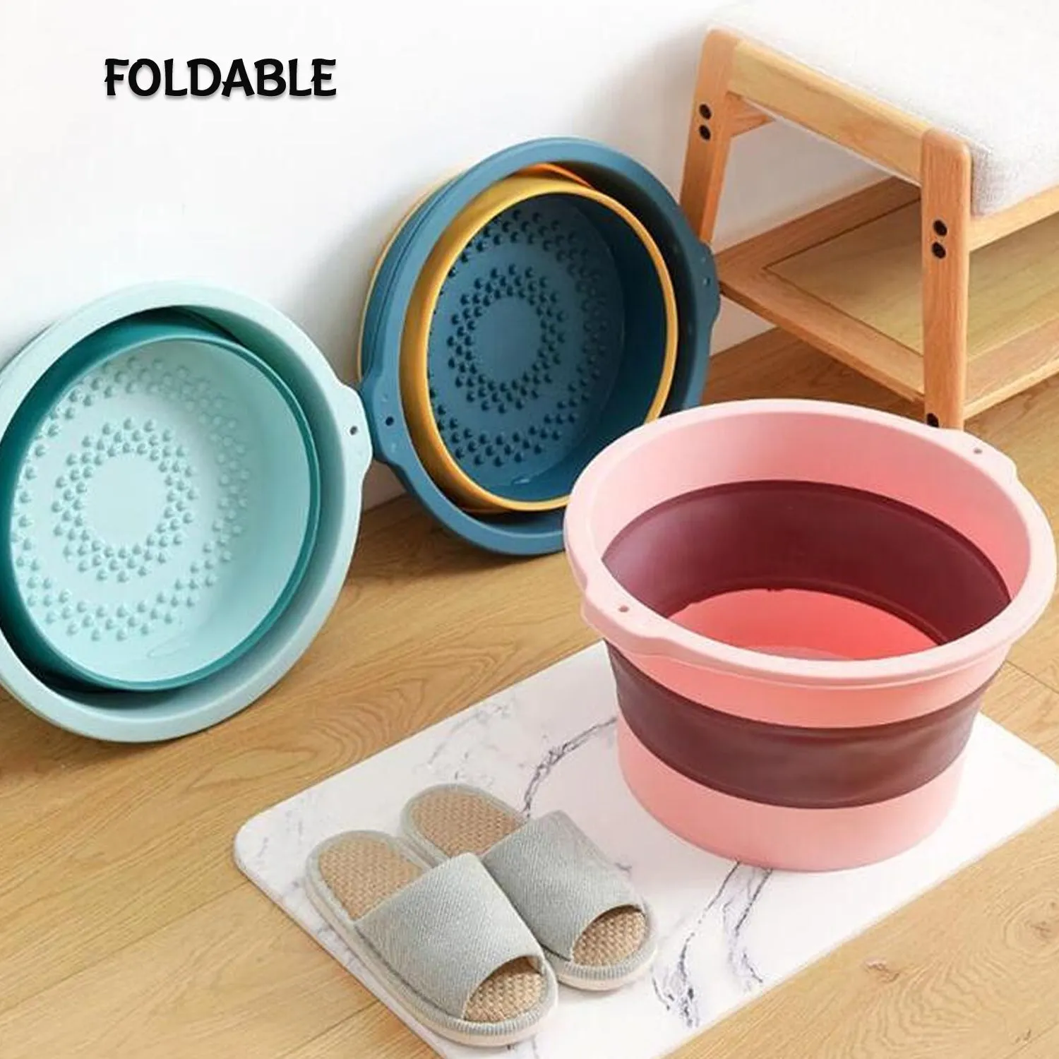 Multi-Purpose Portable Collapsible Folding Tub, with Hanging Hole & Save Storage Space, Also use for Foot Spa.
