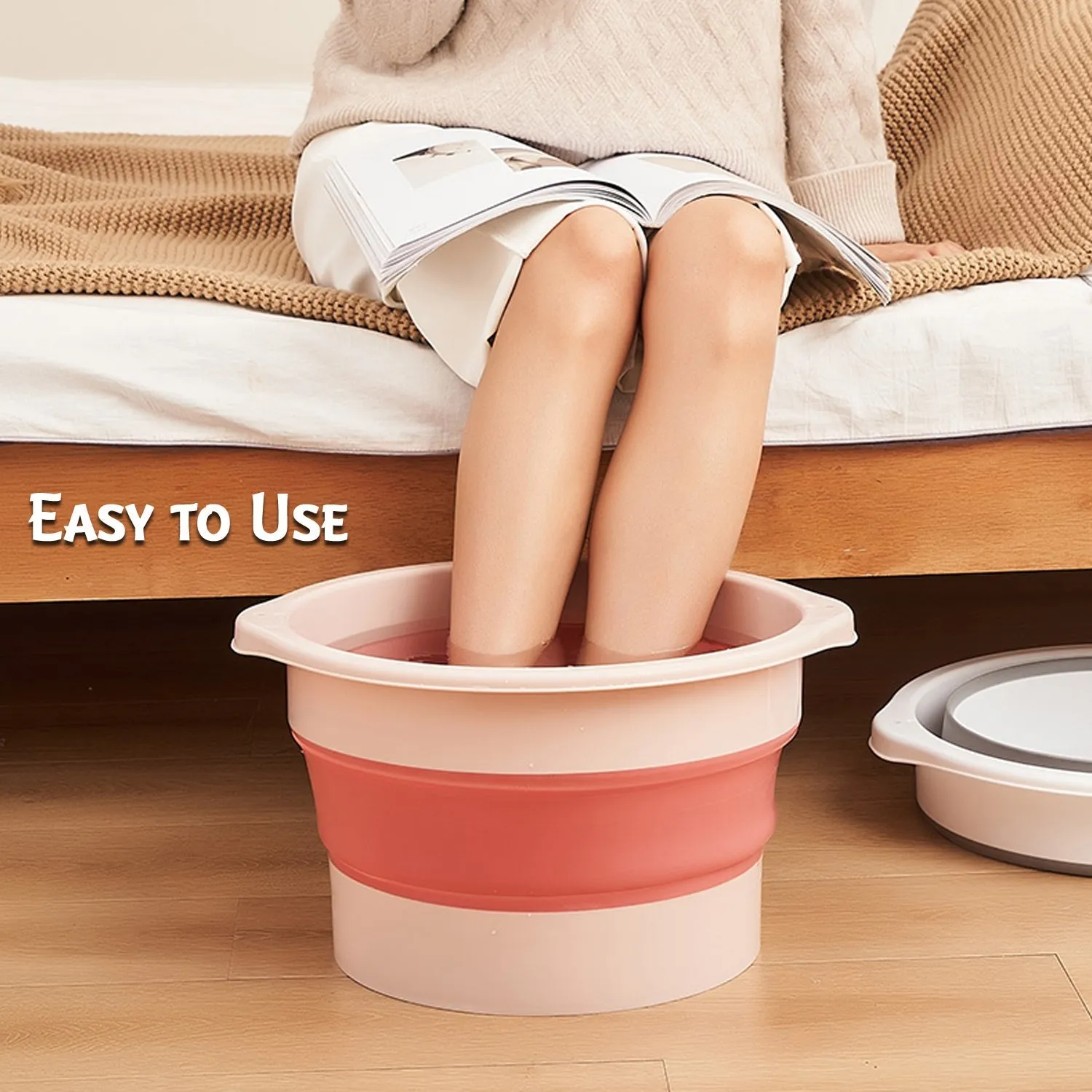 Multi-Purpose Portable Collapsible Folding Tub, with Hanging Hole & Save Storage Space, Also use for Foot Spa.