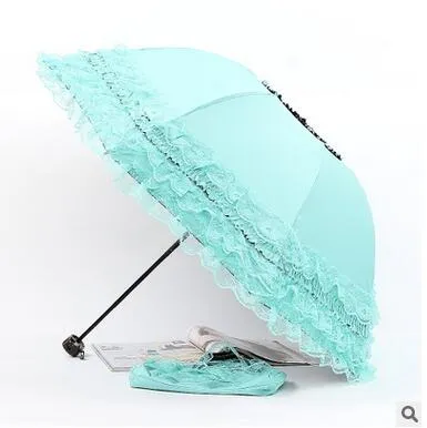 New Arrival Brand Umbrella Women Lace  Rain&Sun Sweet Princess Umbrella UV Protection Three Folding Durable Spitze Regenschirm