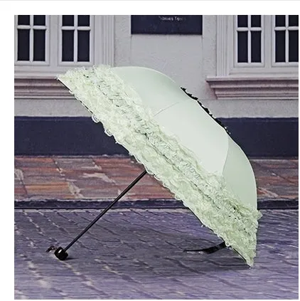 New Arrival Brand Umbrella Women Lace  Rain&Sun Sweet Princess Umbrella UV Protection Three Folding Durable Spitze Regenschirm