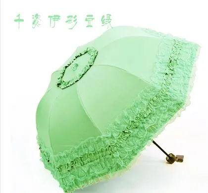 New Arrival Brand Umbrella Women Lace  Rain&Sun Sweet Princess Umbrella UV Protection Three Folding Durable Spitze Regenschirm