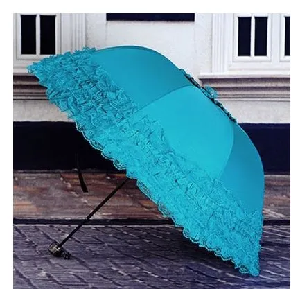 New Arrival Brand Umbrella Women Lace  Rain&Sun Sweet Princess Umbrella UV Protection Three Folding Durable Spitze Regenschirm