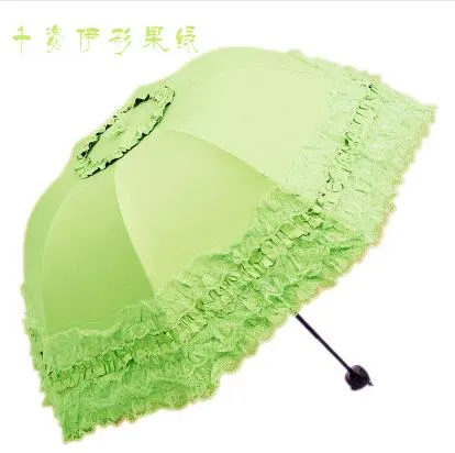 New Arrival Brand Umbrella Women Lace  Rain&Sun Sweet Princess Umbrella UV Protection Three Folding Durable Spitze Regenschirm