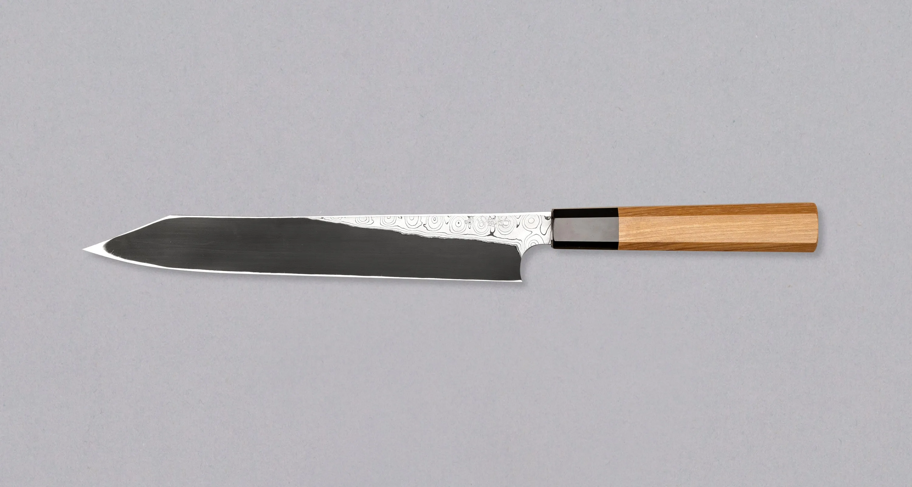 Nigara Kurozome Kiritsuke Yanagiba Aogami #2 Damascus 240mm (9.4")