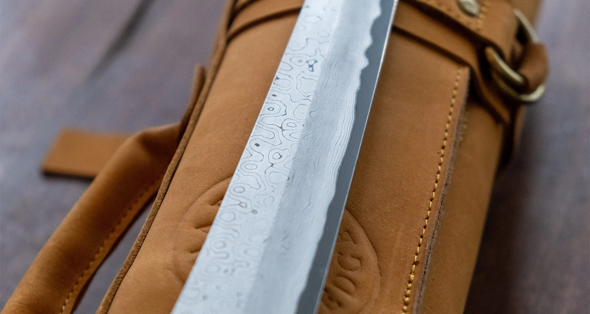 Nigara Kurozome Sakimaru Yanagiba Aogami #2 Damascus 270mm (10.6")
