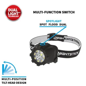 Nightstick - Dual Light Headlamp - 3 AAA - Black
