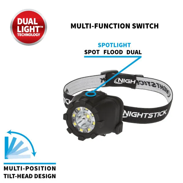 Nightstick - Dual Light Headlamp - 3 AAA - Black