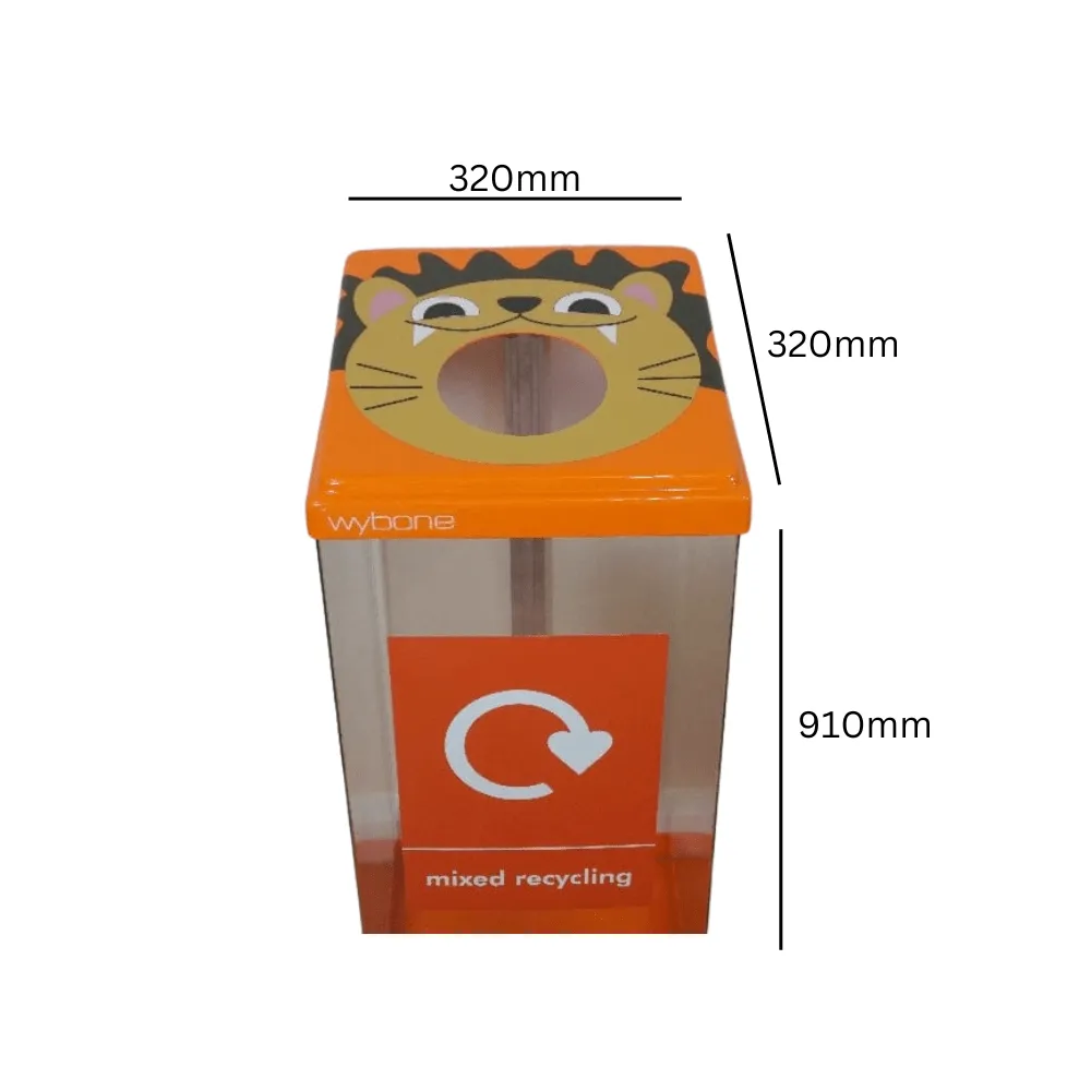 Novelty Lion Mixed Recycling Bin - 60 Litre