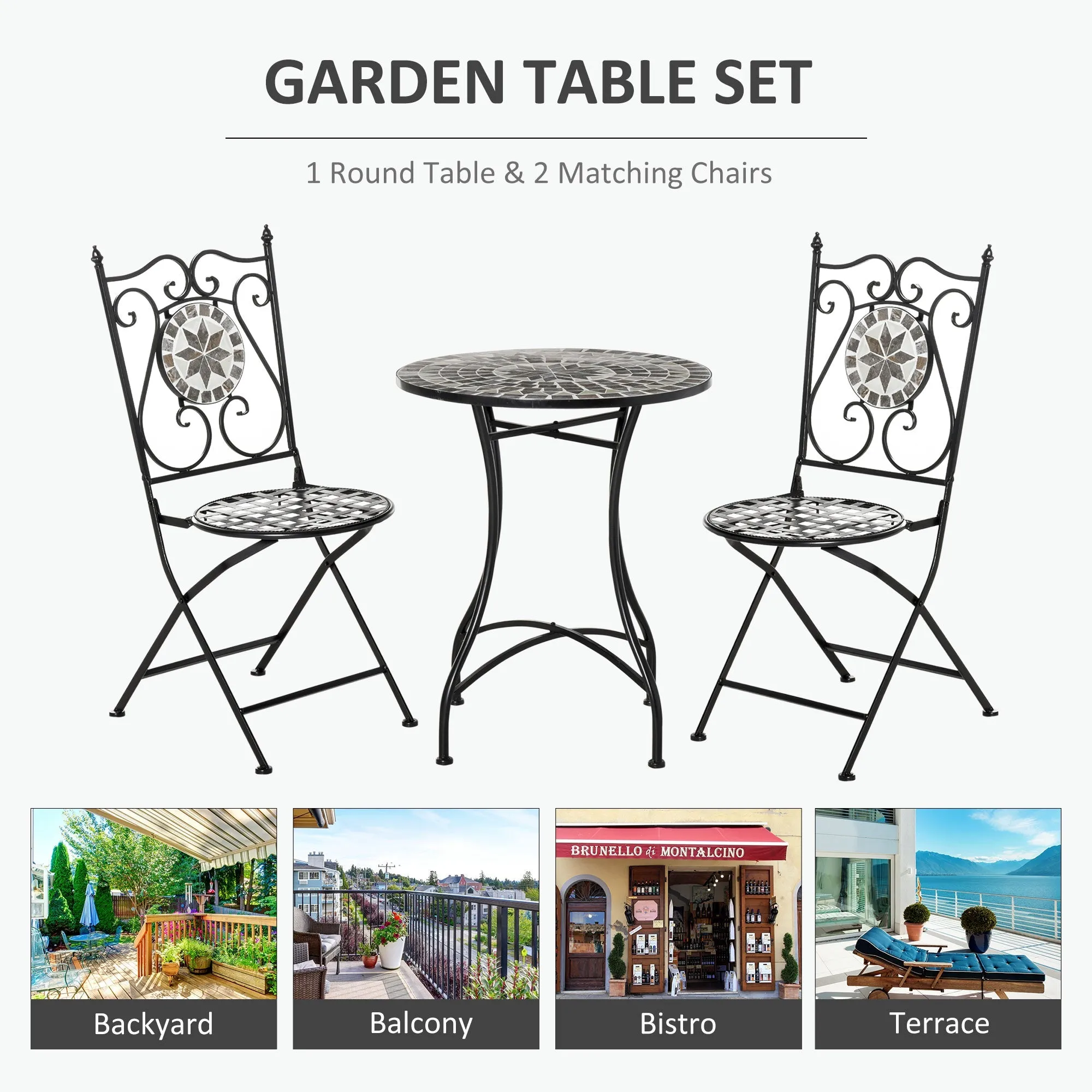 Outsunny Garden Coffee Set- Mosaic