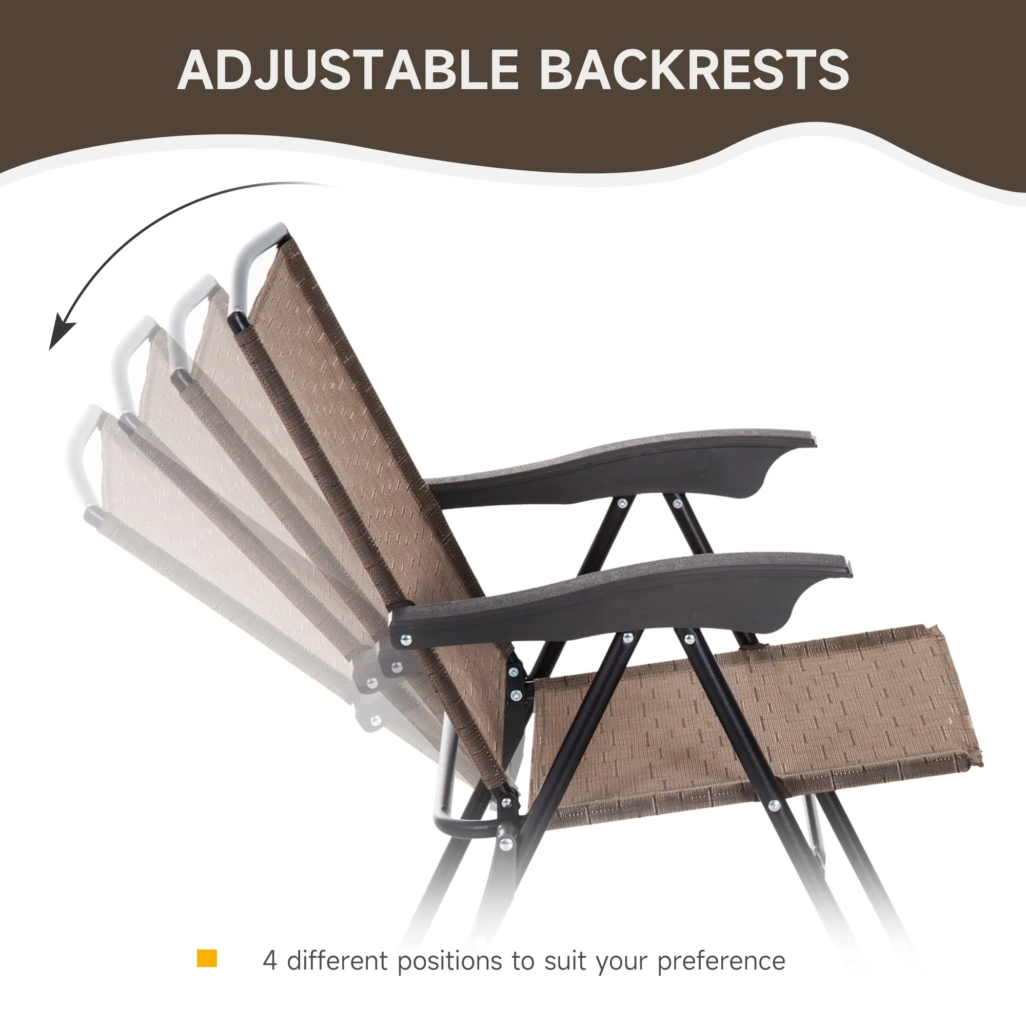 Outsunny Patio Bistro Set Folding Chairs Garden Coffee Table for Balcony Brown