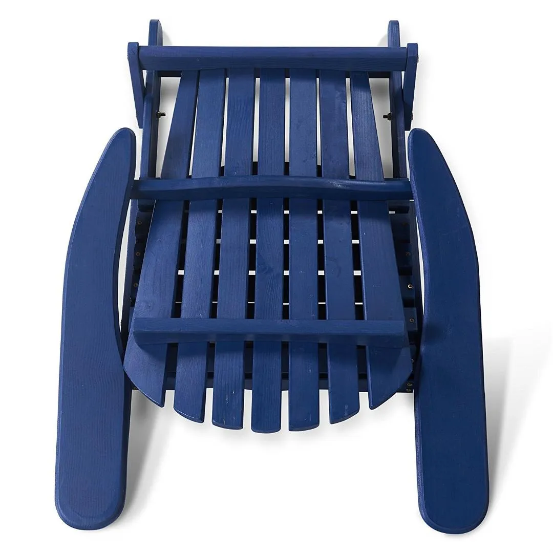 Patio Outdoor Folding Wood Adirondack Chair in Navy Blue Fir Wood