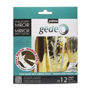 Pebeo 766549 Gedeo Mirror Effect Leaves Adhesive Sheet, Gold